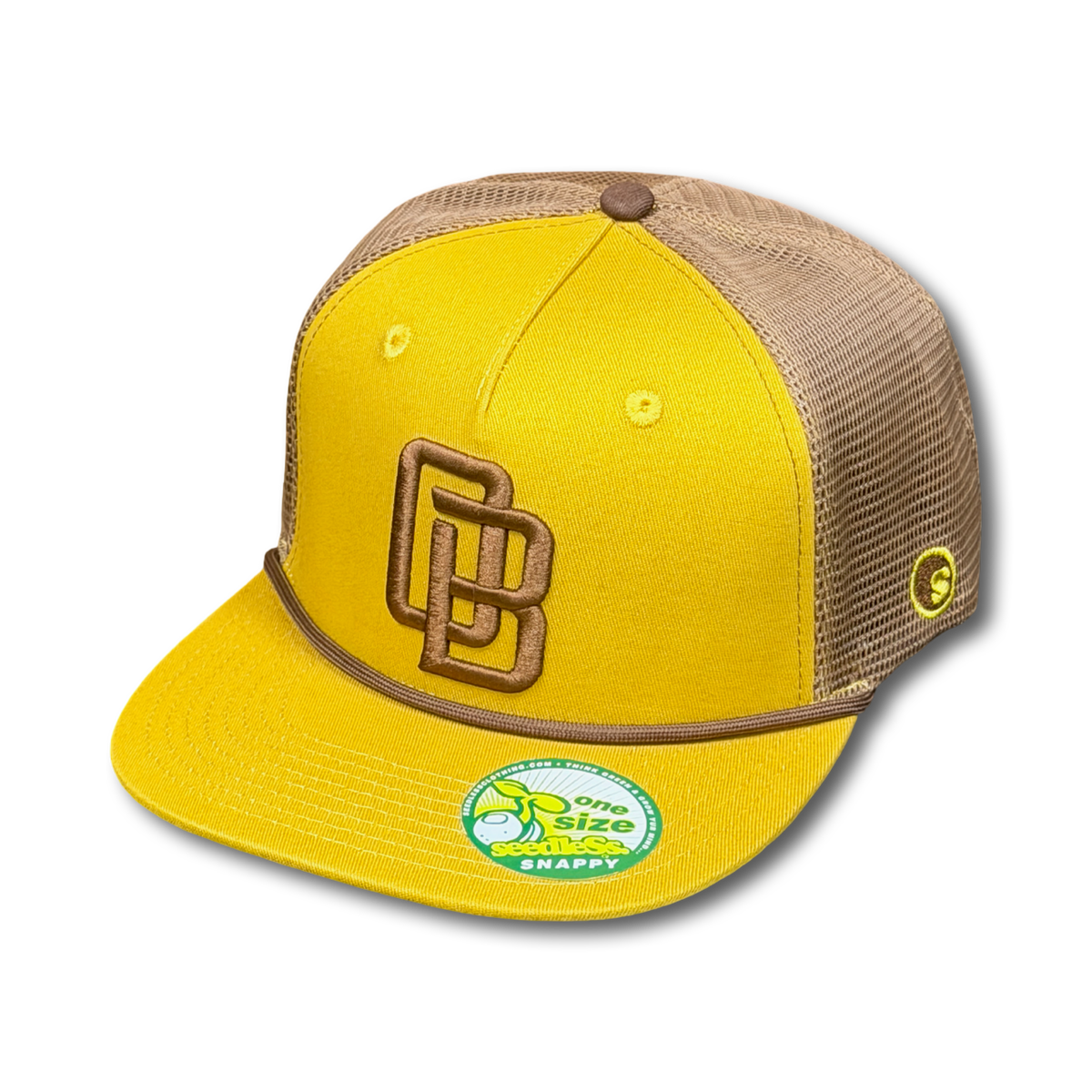 Mesh Snapback : OB Monogram : Mustard/Brown