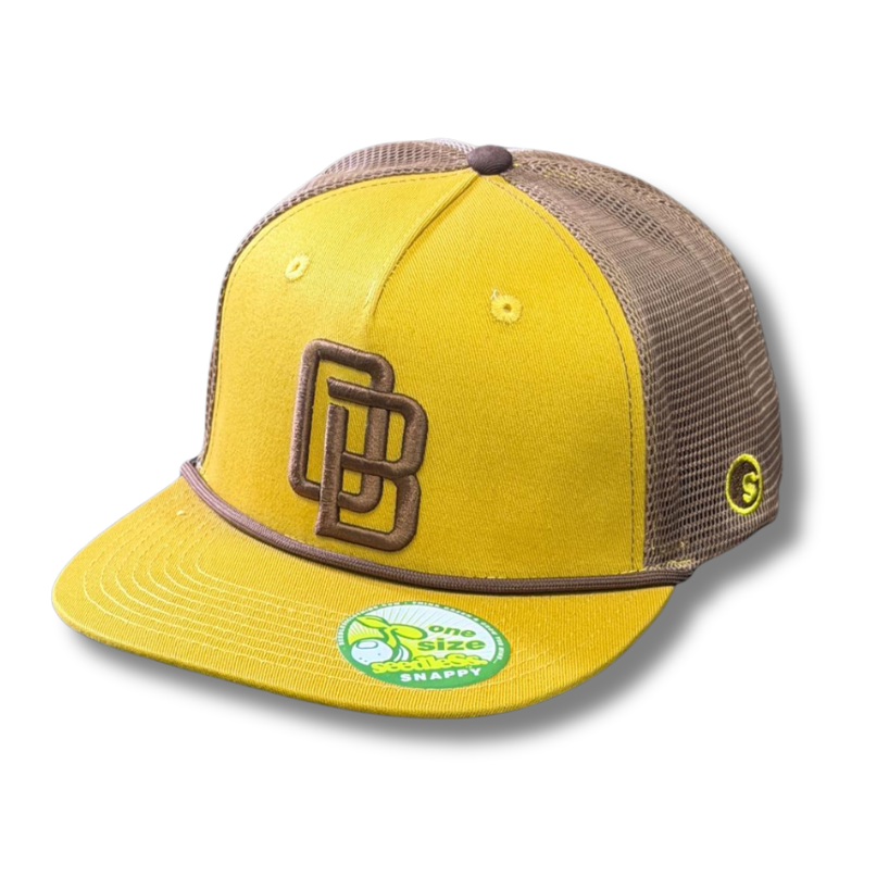 Mesh Snapback : OB Monogram : Mustard/Brown