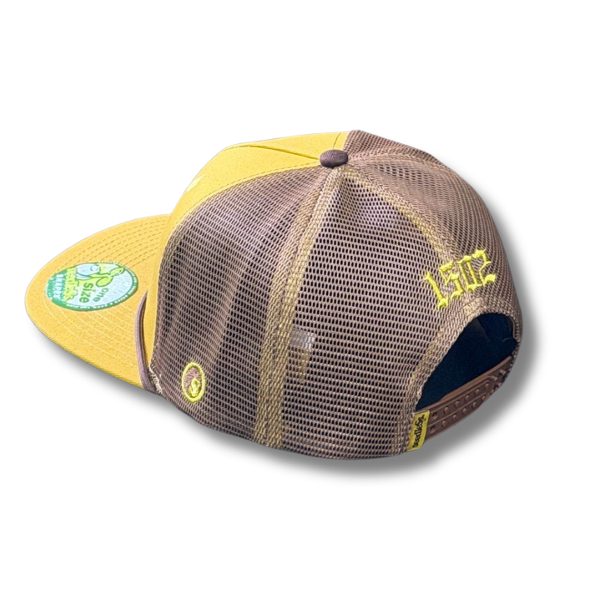 Mesh Snapback : OB Monogram : Mustard/Brown
