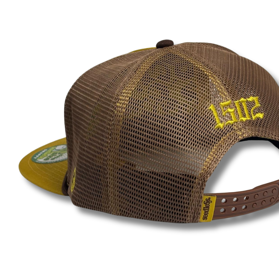 Mesh Snapback : OB Monogram : Mustard/Brown