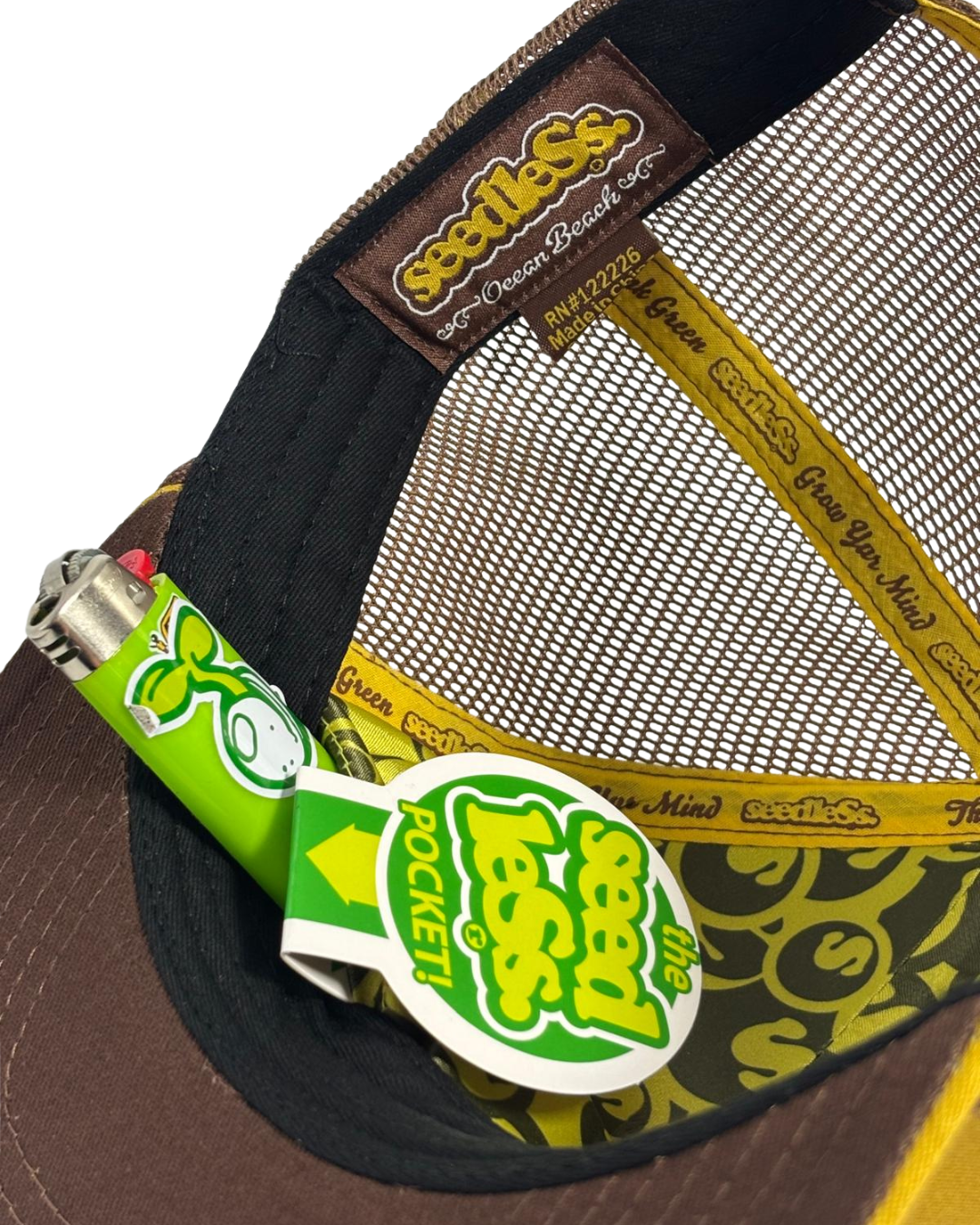 Mesh Snapback : OB Monogram : Mustard/Brown