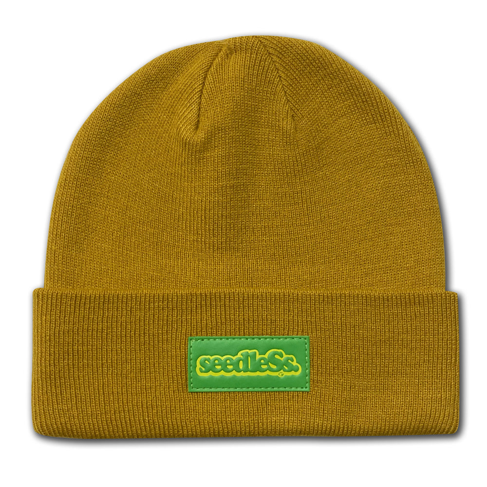 Beanie : Green Patch : Antique Gold